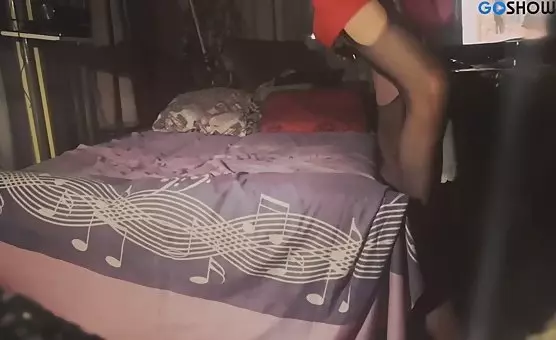 Crossdresser Exposes Crotch and Strokes Dildo Transgender Fantasy Unfolds